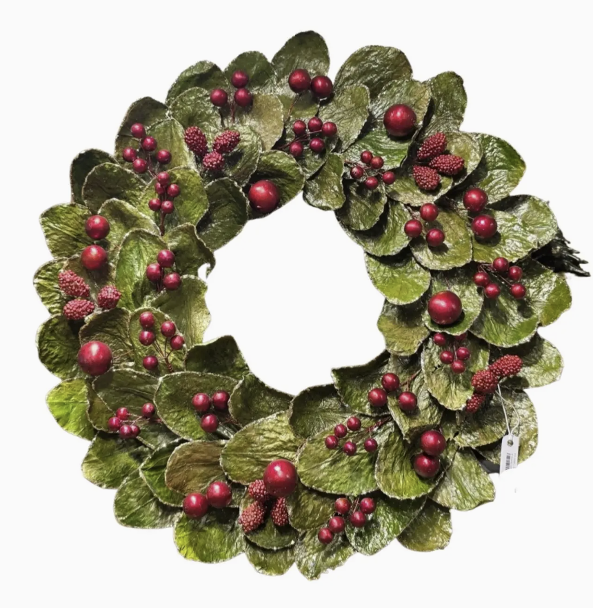 18" Butterfly Leaf Wreath With Mixed Berries: An Elegant Christmas Wreath