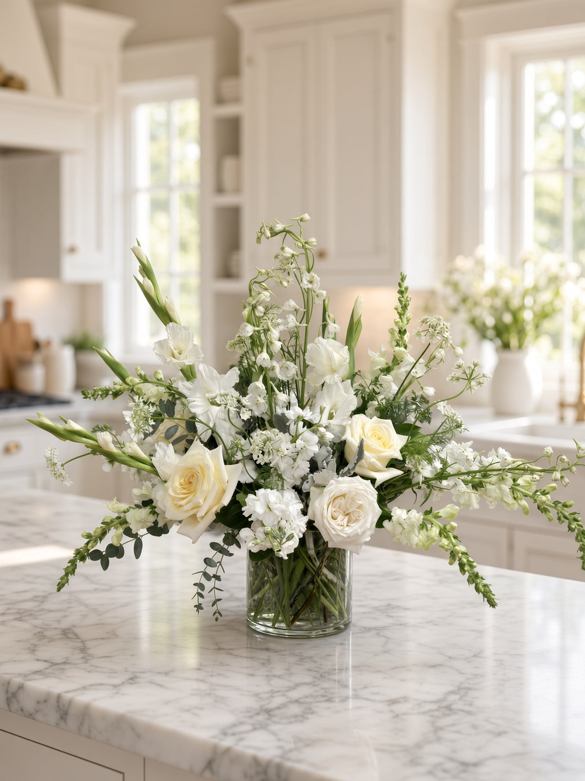 Coastal Light - A Luxurious Arrangement Of White and Ivory Flowers
