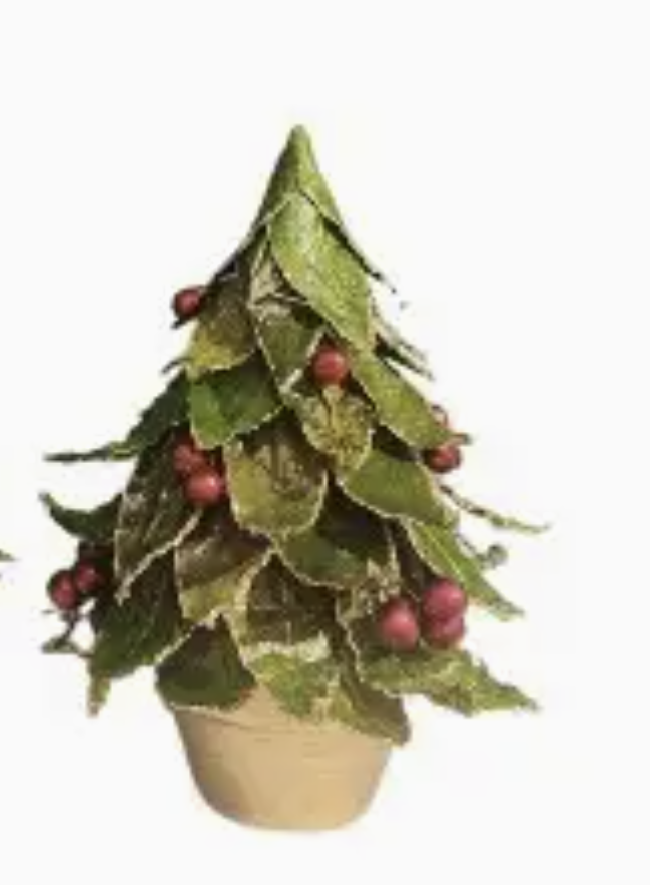 7" Potted Butterfly Leaf Cone Christmas Tree